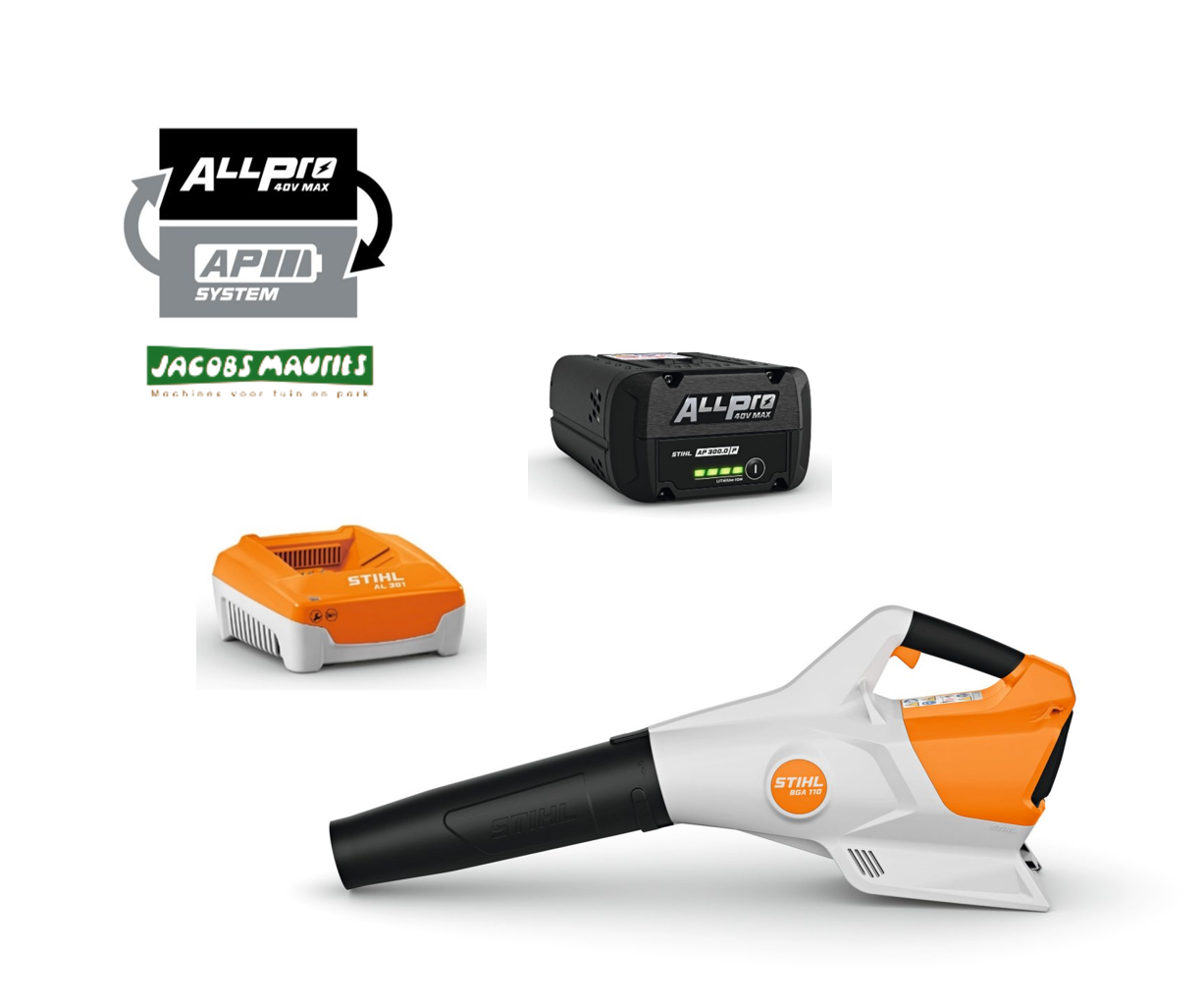 Stihl BGA 110 accu bladblazer (set met AP 100 P ALLPRO accu en AL 501 lader)