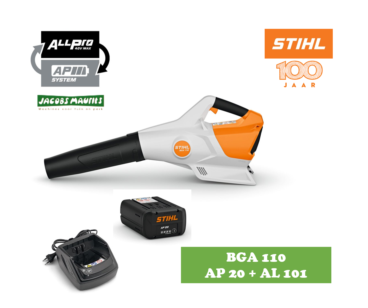 Stihl BGA 110 accu bladblazer (set met AP 20 accu en AL 101 lader)