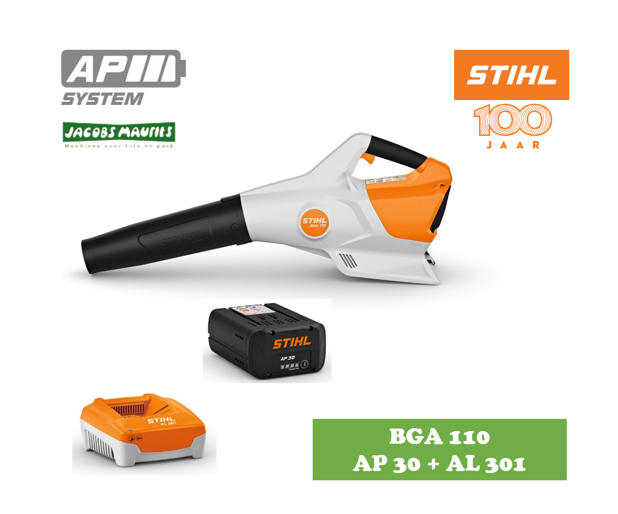 Stihl BGA 110 accu bladblazer (set met AP 30 accu en AL 301 lader)