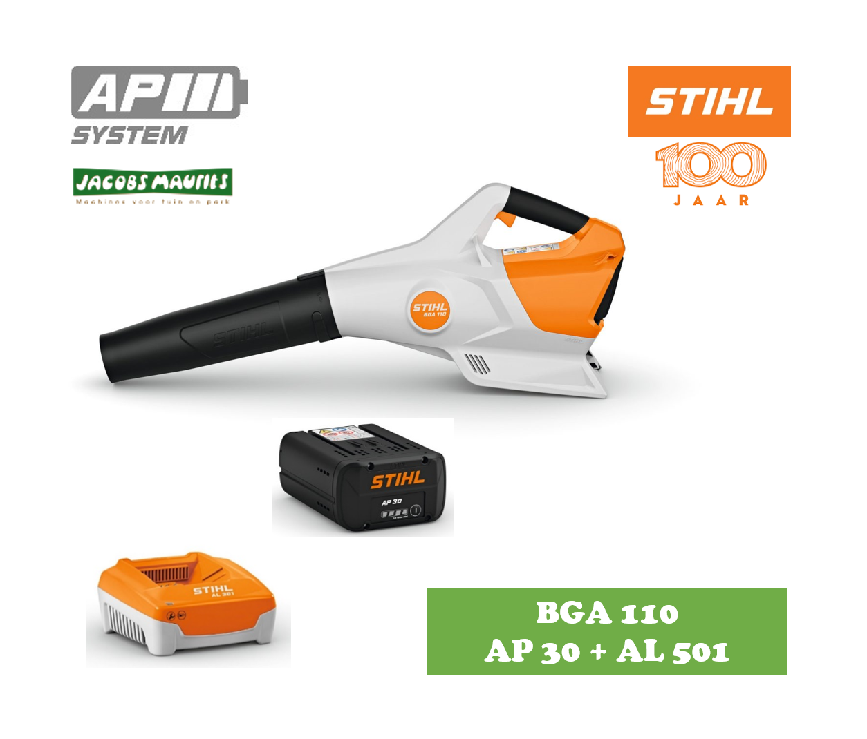 Stihl BGA 110 accu bladblazer (set met AP 30 accu en AL 501 lader)