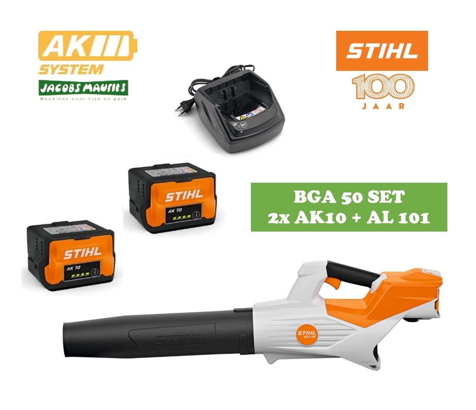 Stihl BGA 50 accu bladblazer (met 2x AK 10 accu en AL 101 oplader)