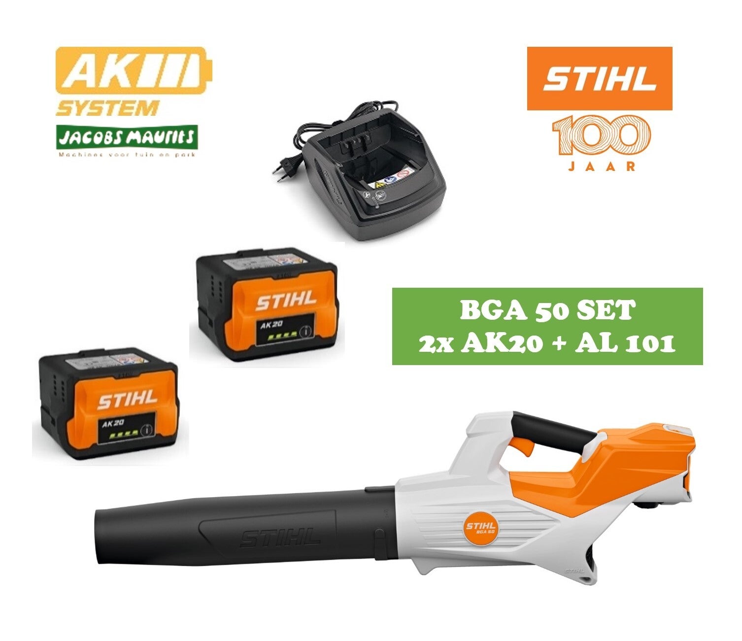 Stihl BGA 50 accu bladblazer (met 2x AK 20 accu en AL 101 oplader)