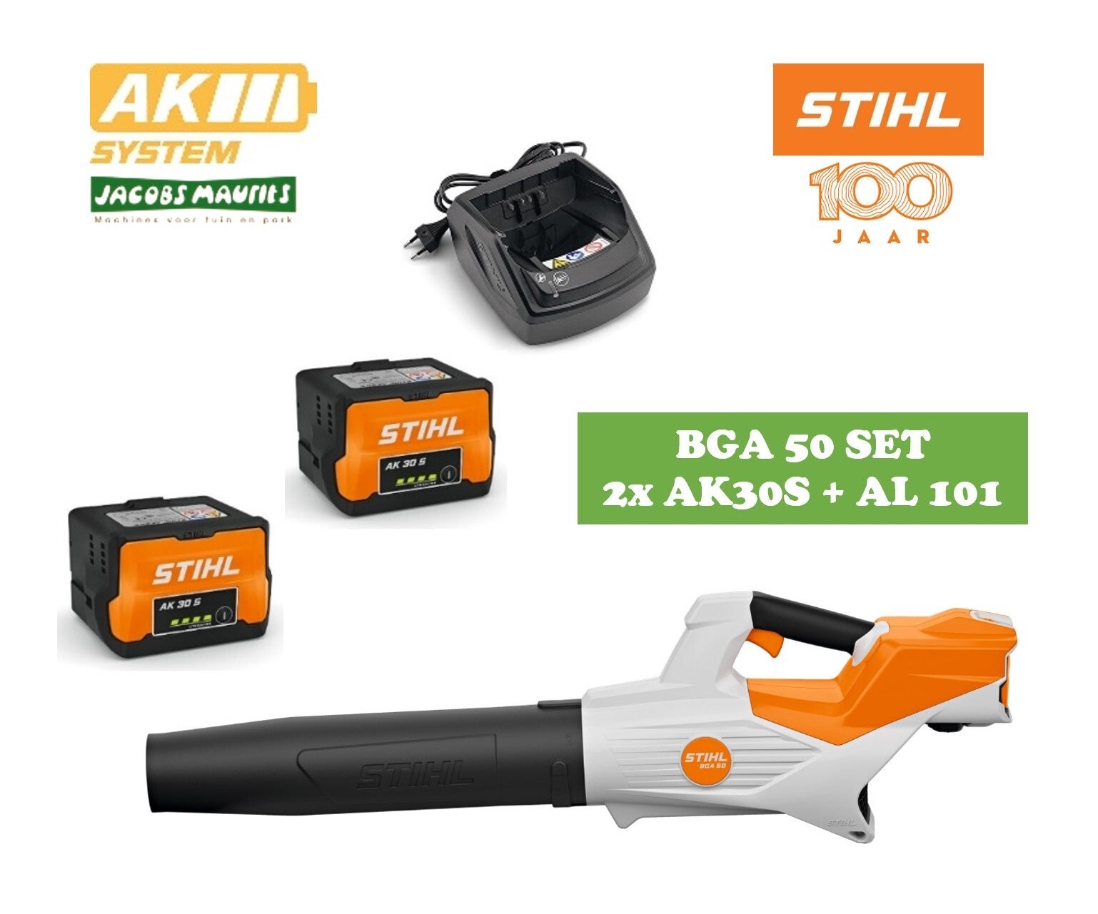 Stihl BGA 50 accu bladblazer (met 2x AK 30 S accu en AL 101 oplader)