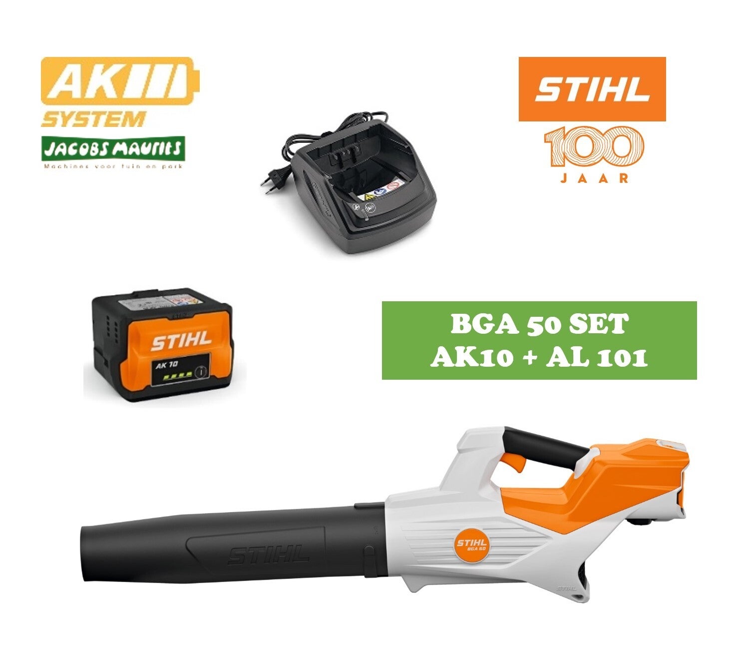 Stihl BGA 50 accu bladblazer (met AK 10 accu en AL 101 oplader)