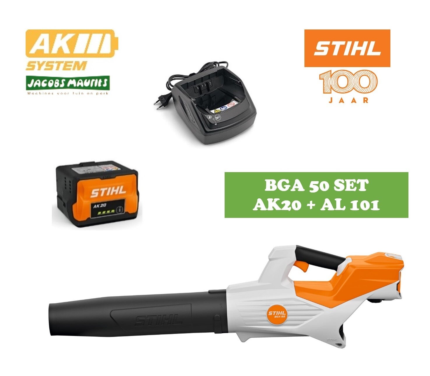 Stihl BGA 50 accu bladblazer (met AK 20 accu en AL 101 oplader)