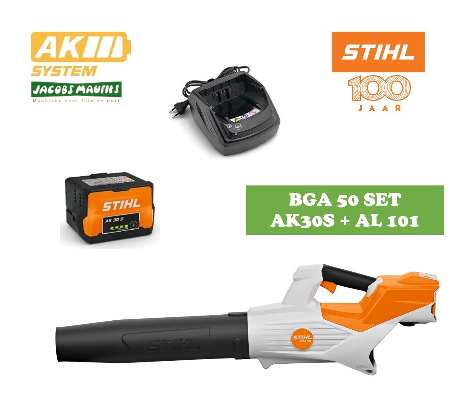 Stihl BGA 50 accu bladblazer (met AK 30 S accu en AL 101 oplader)