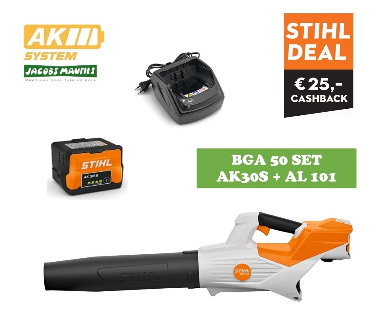 Stihl BGA 50 accu bladblazer (met AK 30 S accu en AL 101 oplader)