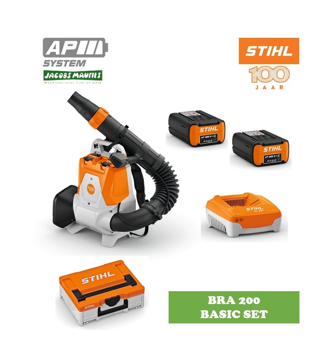 Stihl BRA 200 accu bladblazer BASIC (met 2x AP 200 S accu en AL 301 lader)