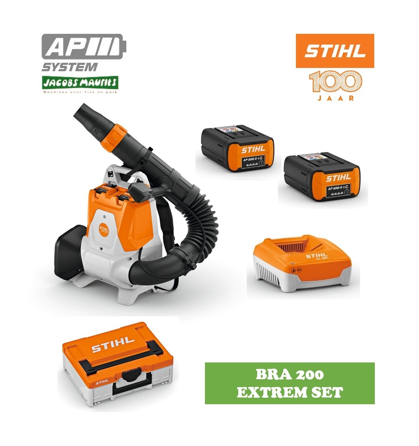 Stihl BRA 200 accu bladblazer EXTREM (met 2x AP 500 S accu en AL 501 lader)