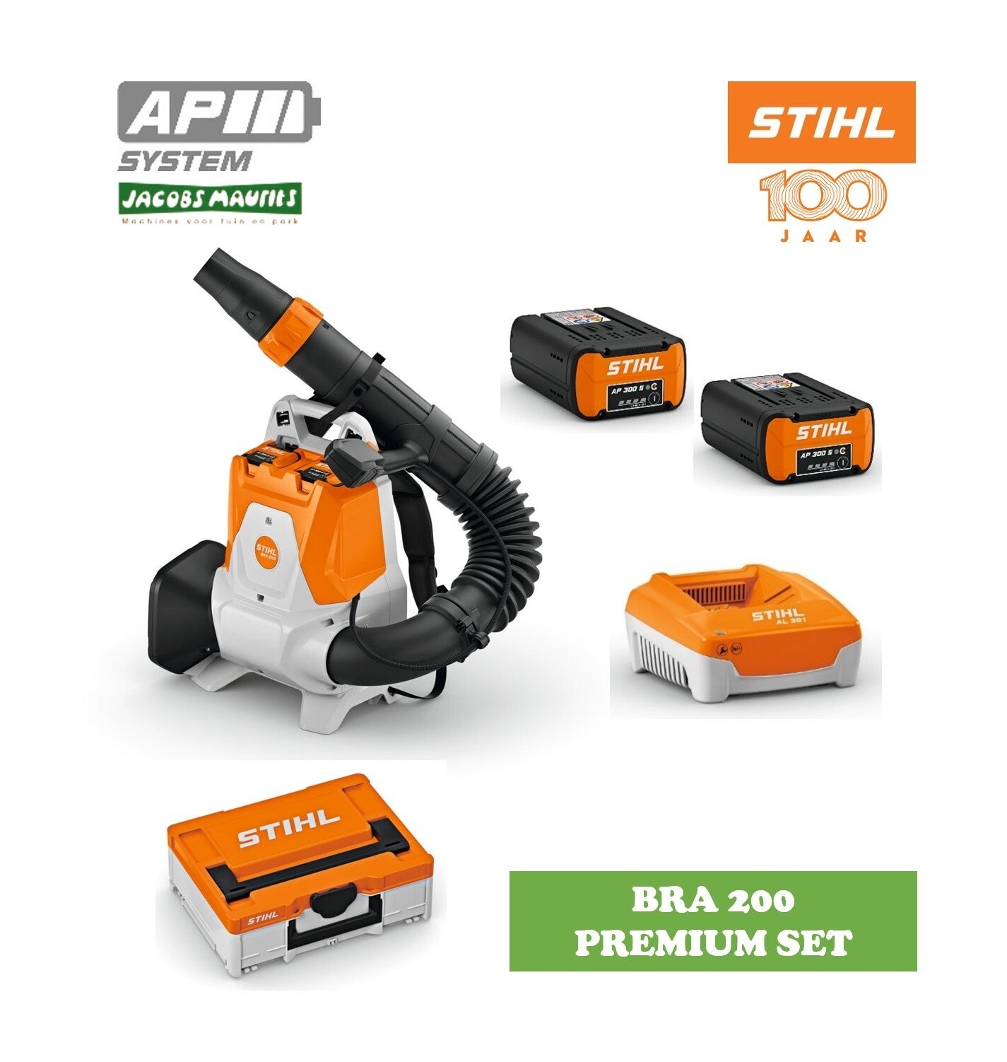 Stihl BRA 200 accu bladblazer PREMIUM (met 2x AP 300 S accu en AL 501 lader)