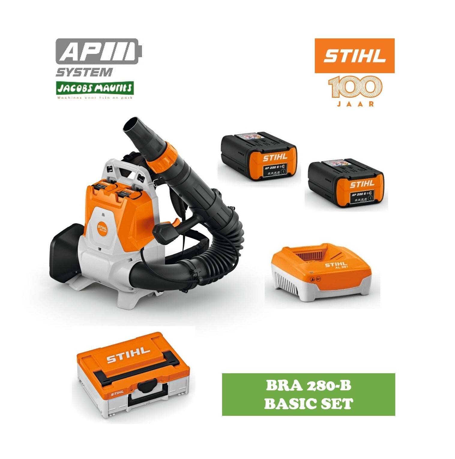 Stihl BRA 280 accu bladblazer BASIC (met 2x AP 200 S accu en AL 301 lader)