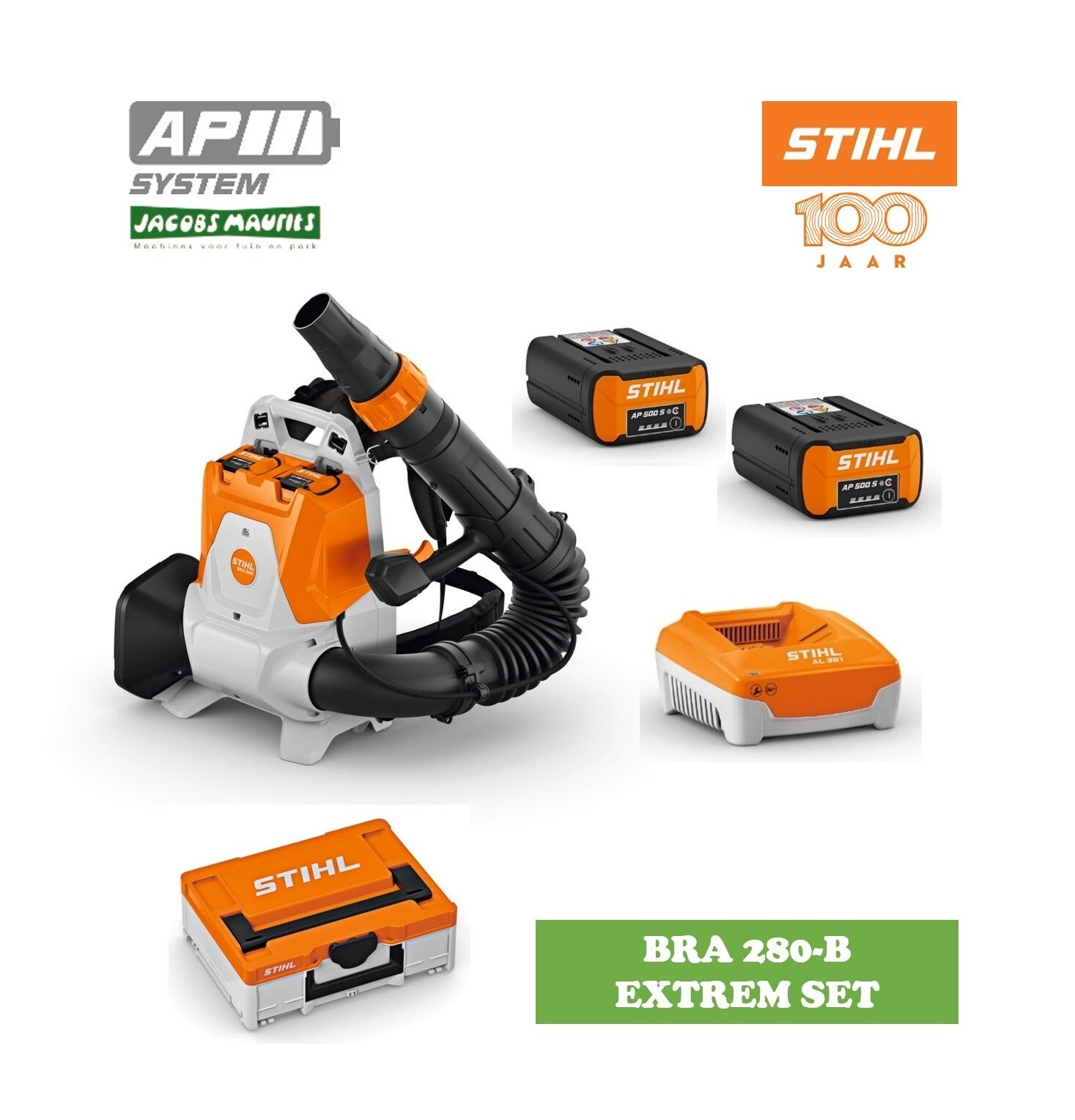Stihl BRA 280 accu bladblazer EXTREM (met 2x AP 500 S accu en AL 501 lader)