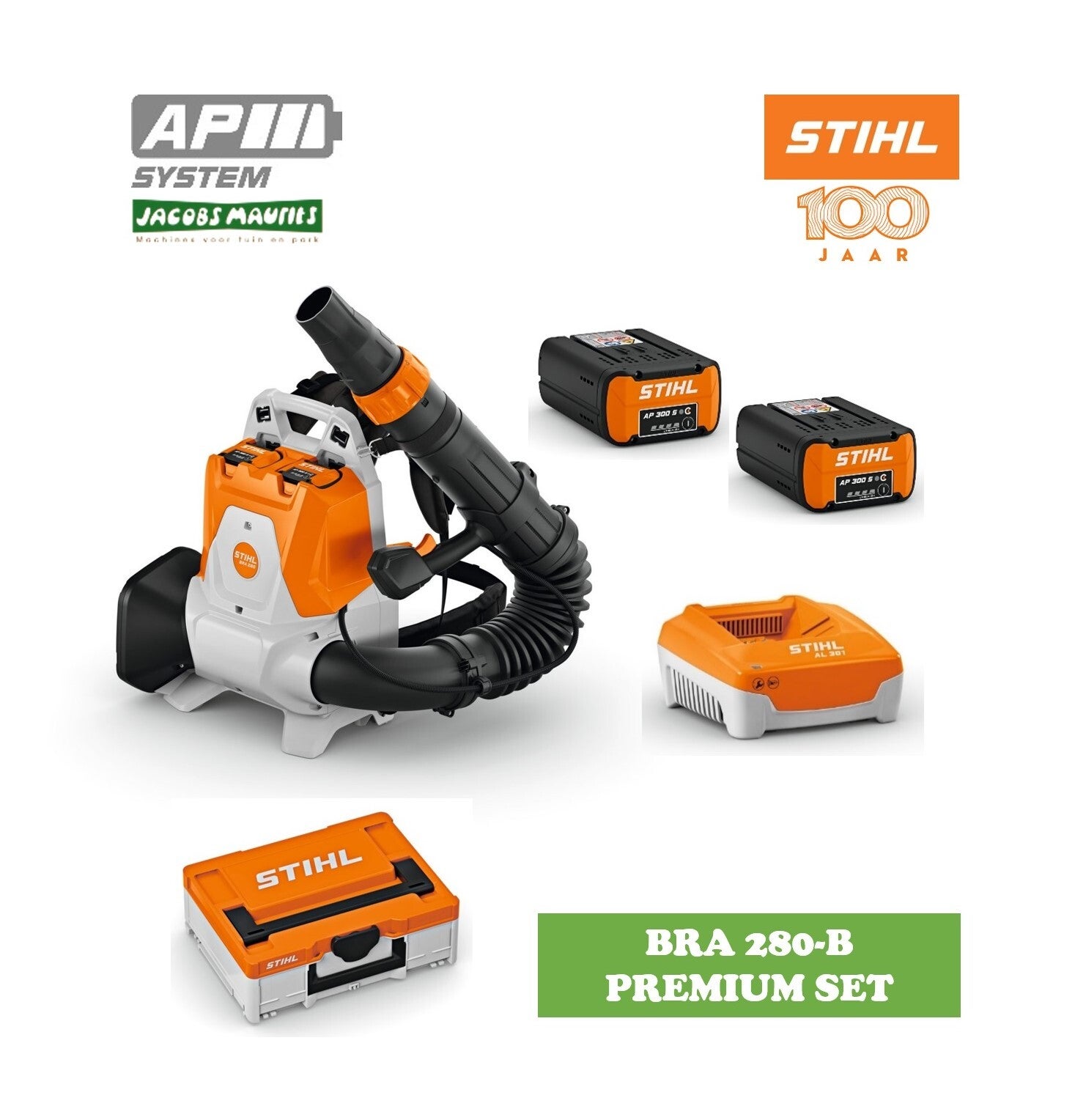 Stihl BRA 280 accu bladblazer PREMIUM (met 2x AP 300 S accu en AL 501 lader)