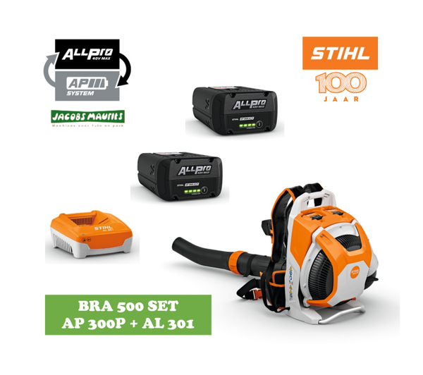 Stihl BRA 500 ruggedragen accu bladblazer (set met AP 300 P accu en AL 301 lader)