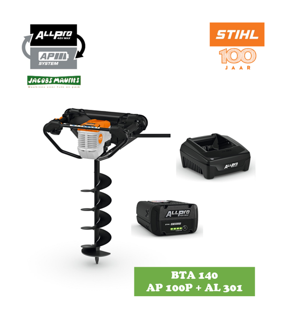 Stihl BTA 140 accu grondboor (met AP 100 P accu en AL 301 lader)