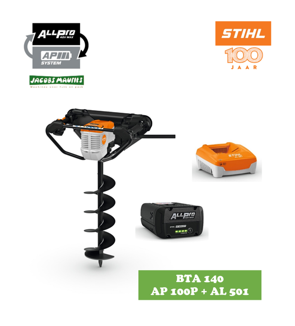 Stihl BTA 140 accu grondboor (met AP 100 P accu en AL 501 lader)