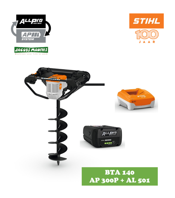 Stihl BTA 140 accu grondboor (met AP 300 P accu en AL 501 lader)