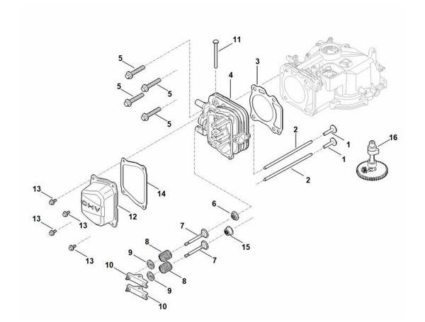 Stihl onderdelenlijst nokkenas en kleppen voor motor EVC 205.0