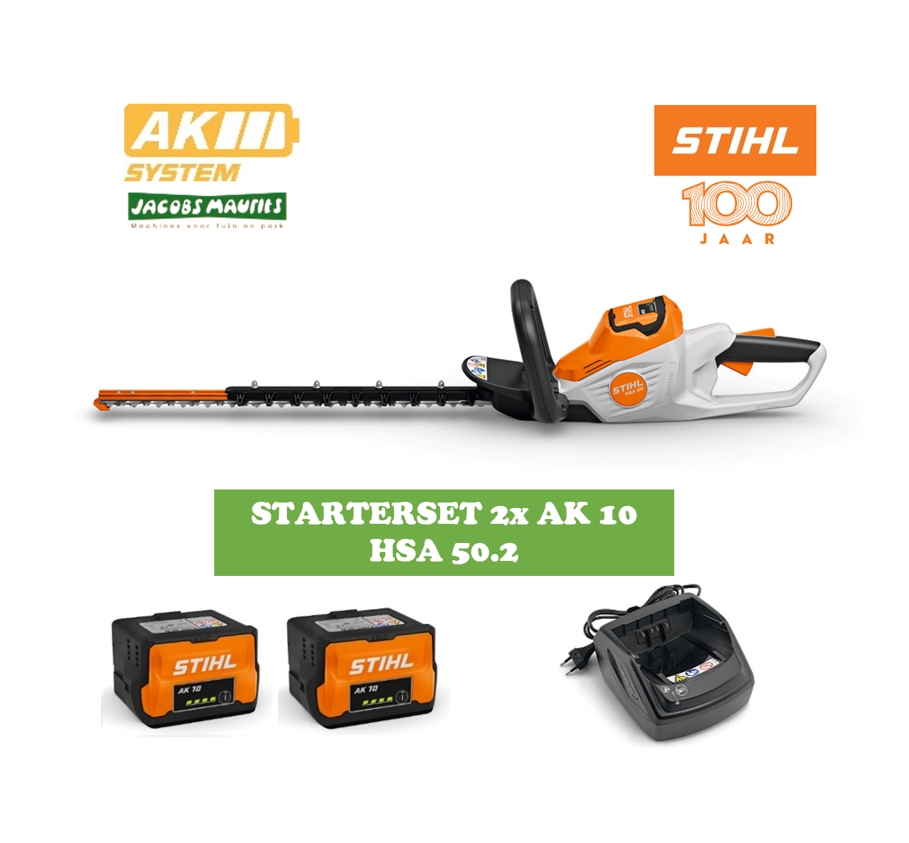 Stihl HSA 50 accu heggenschaar (met 2x AK 10 accu en AL 101 lader)