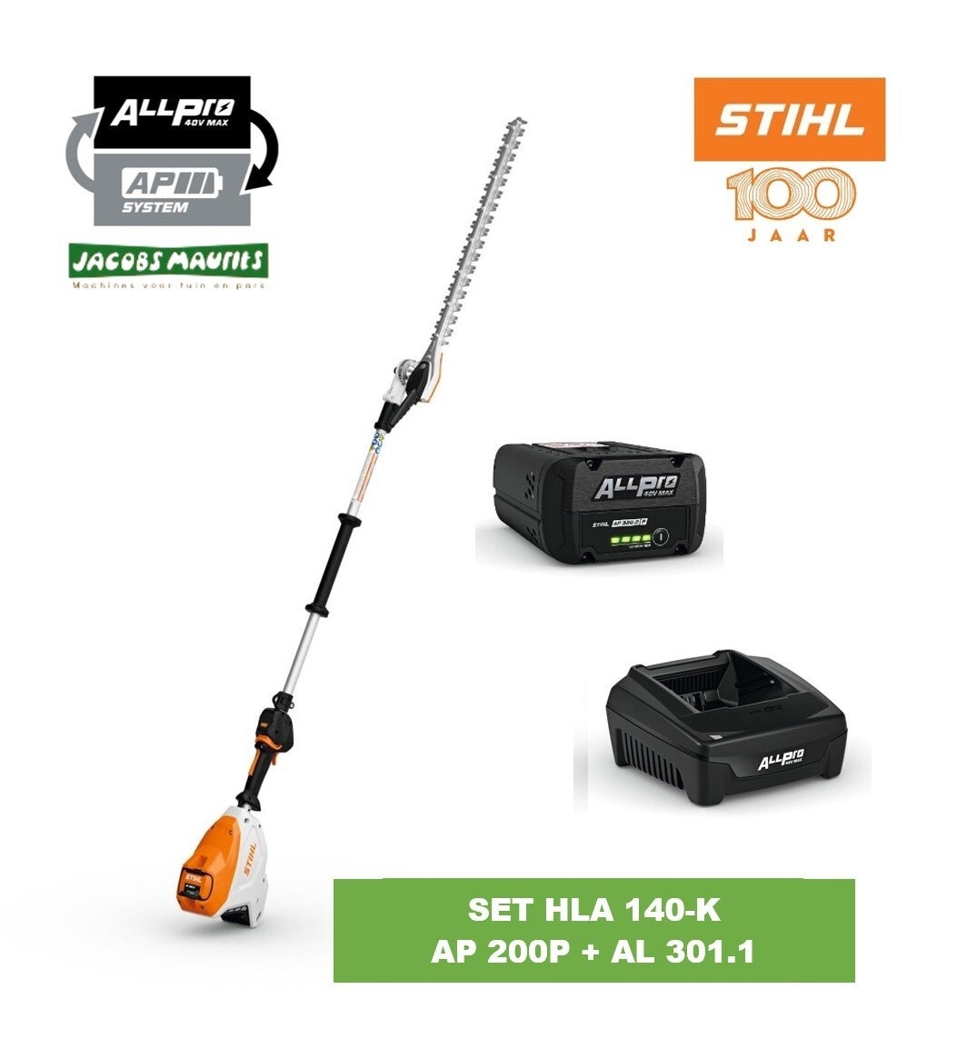 Stihl HLA 140 K PRO accu heggenschaar op steel (met AP 200 P accu en AL 301 lader)