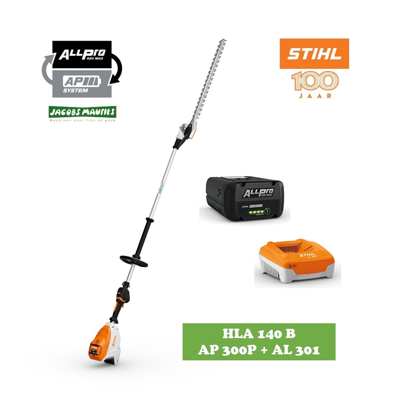 Stihl HLA 140-B PRO accu heggenschaar op steel (met AP 300 P accu en AL 301 lader)