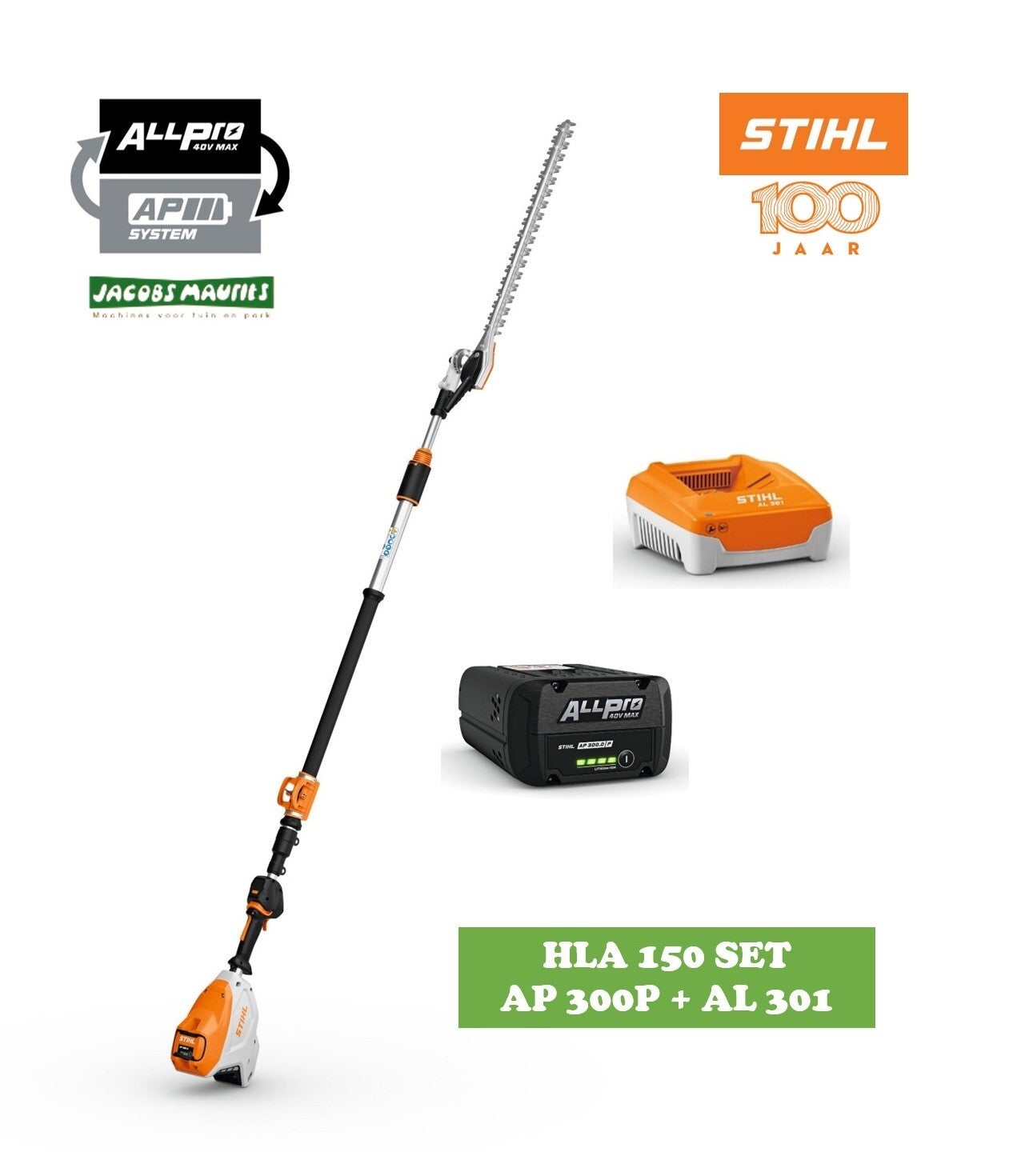 Stihl HLA 150 PRO accu heggenschaar met telescoopsteel (set met AP 300 P accu en AL 301 lader)