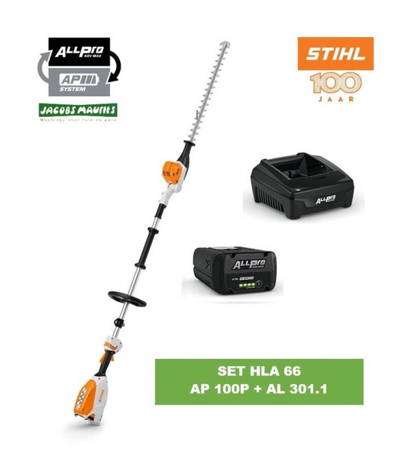 Stihl HLA 66 accu heggenschaar op steel (met AP 100 P accu en AL 301 lader)