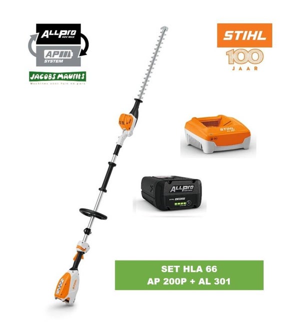 Stihl HLA 66 accu heggenschaar op steel (met AP 200 P accu en AL 301 lader)