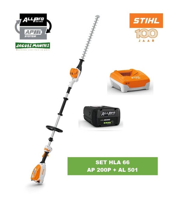Stihl HLA 66 accu heggenschaar op steel (met AP 200 P accu en AL 501 lader)