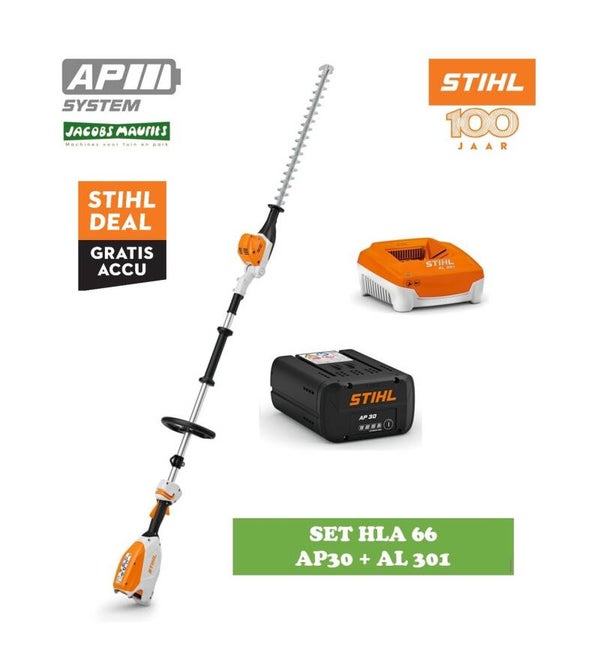 Stihl HLA 66 accu heggenschaar op steel (met AP 30 accu en AL 301 lader)