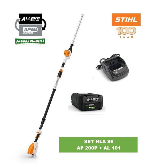 Stihl HLA 86 accu heggenschaar met telescoopsteel (met AP 200 P accu en AL 101 lader)