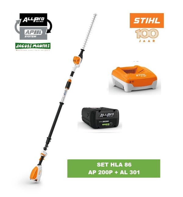 Stihl HLA 86 accu heggenschaar met telescoopsteel (met AP 200 P accu en AL 301 lader)