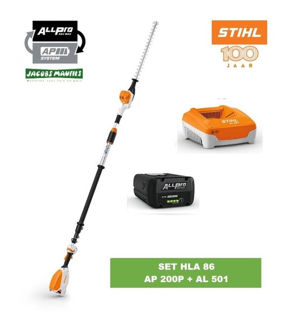 Stihl HLA 86 accu heggenschaar met telescoopsteel (met AP 200 P accu en AL 501 lader)