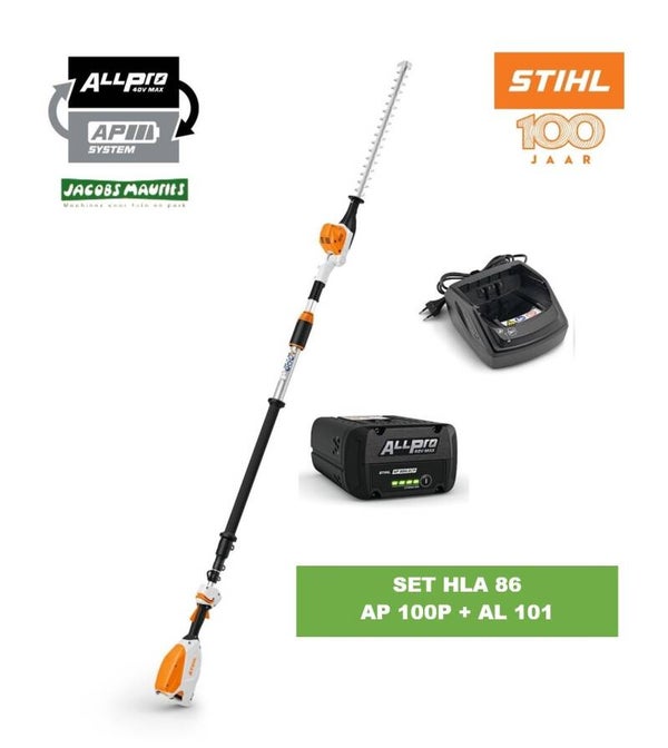 Stihl HLA 86 accu heggenschaar met telescoopsteel (met AP 100 P accu en AL 101 lader)