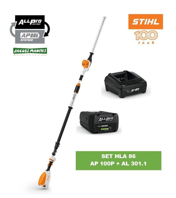 Stihl HLA 86 accu heggenschaar met telescoopsteel (met AP 100 P en AL 301 lader)