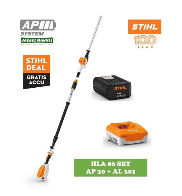 Stihl HLA 86 accu heggenschaar met telescoopsteel (met AP 30 accu en AL 301 lader)