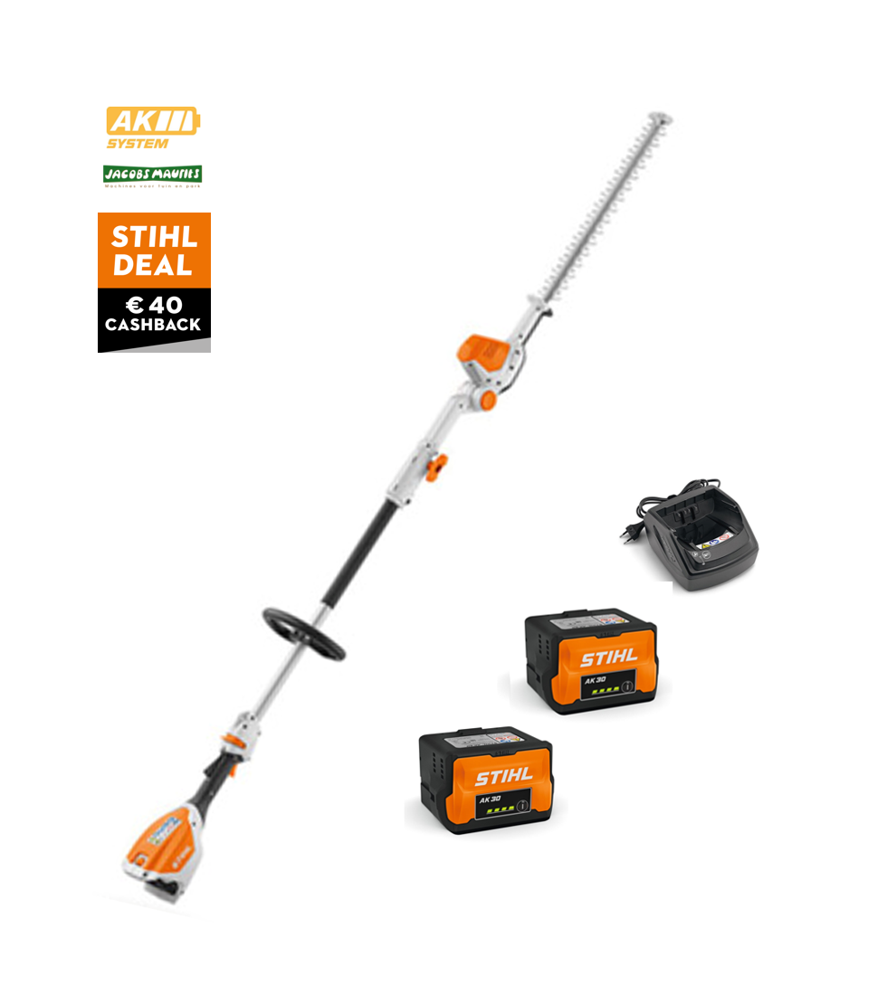 Stihl HLA 56 accu heggenschaar op steel (met 2x AK 30 S accu en AL 101 lader)