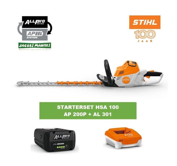 Stihl HSA 100 accu heggenschaar (met AP 200 P accu en AL 301 lader)