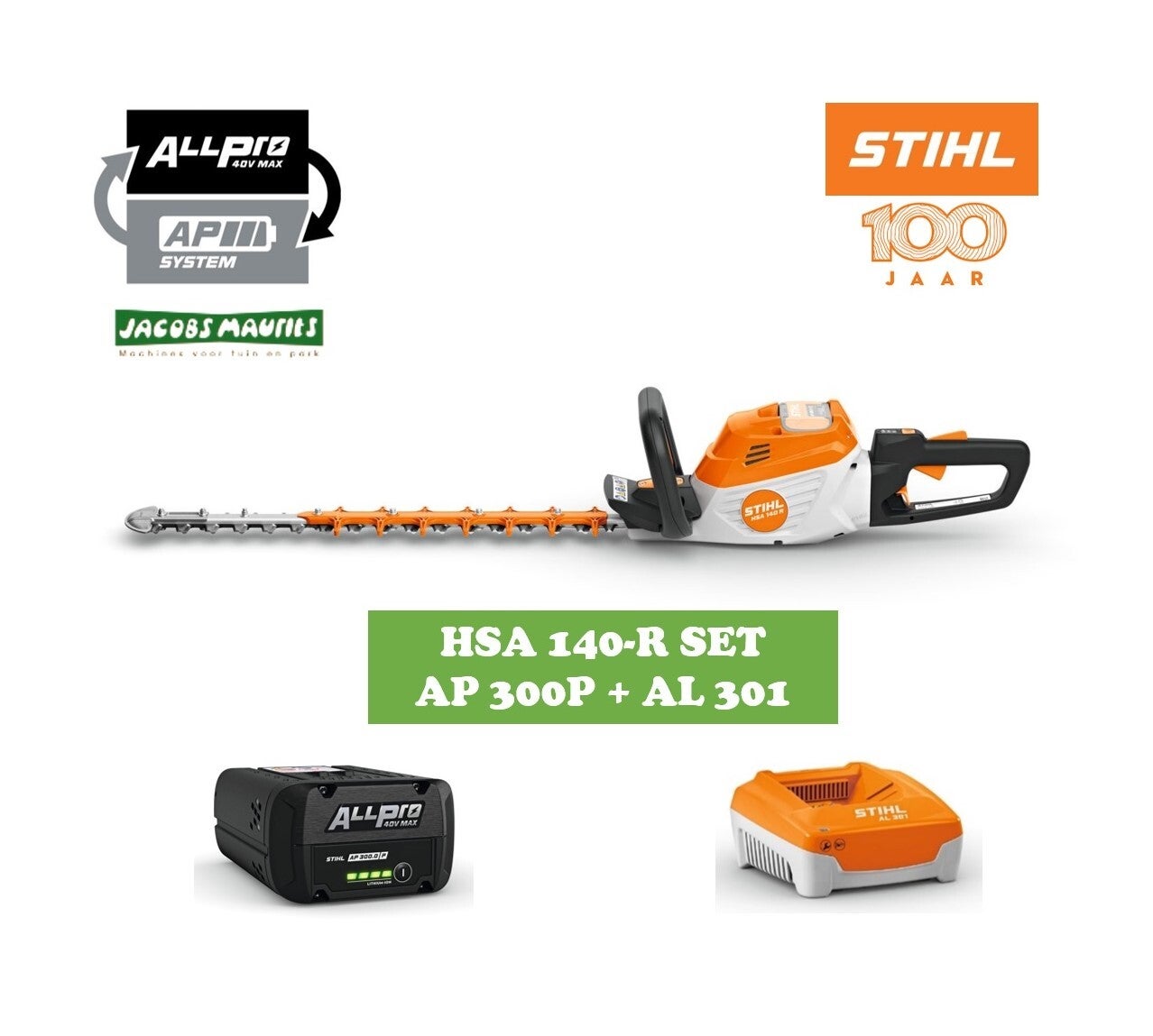 Stihl HSA 140 R PRO accu heggenschaar 75cm (met AP 300 P accu en AL 501 lader)
