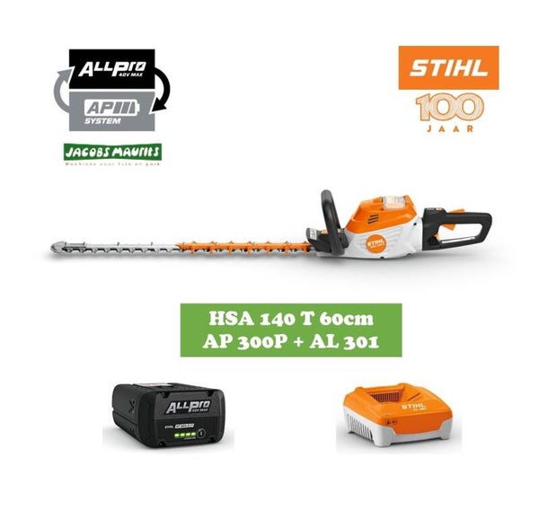 Stihl HSA 140 T PRO accu heggenschaar 60cm (met AP 300 P accu en AL 301 lader)