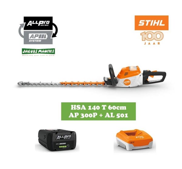 Stihl HSA 140 T PRO accu heggenschaar 60cm (met AP 300 P accu en AL 501 lader)