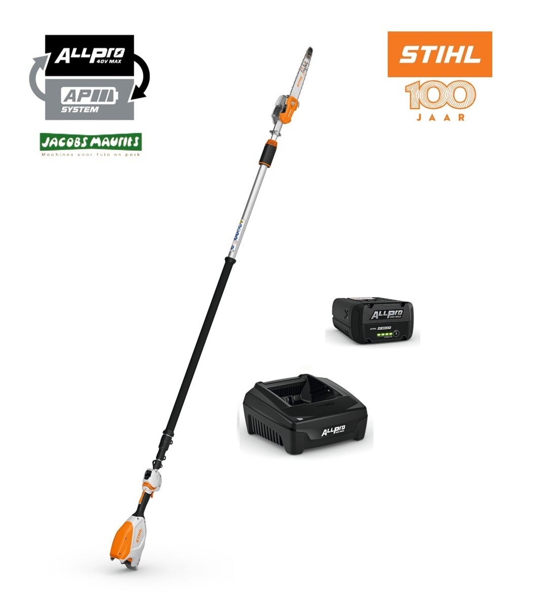 Stihl HTA 110 accu hoogtesnoeier met telescoopsteel (met AP 100 P accu en AL 301 lader)