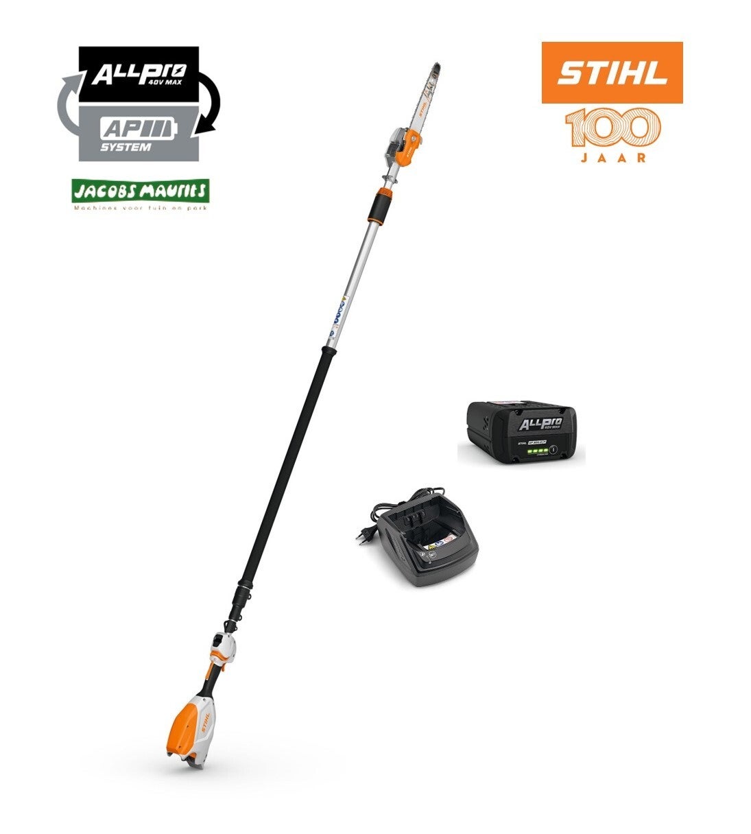 Stihl HTA 110 accu hoogtesnoeier met telescoopsteel (met AP 100 P accu en AL 101 lader)