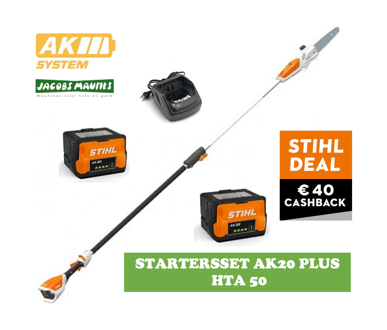 Stihl HTA 50 accu hoogtesnoeier (met 2x AK 20 accu en lader AL 101)