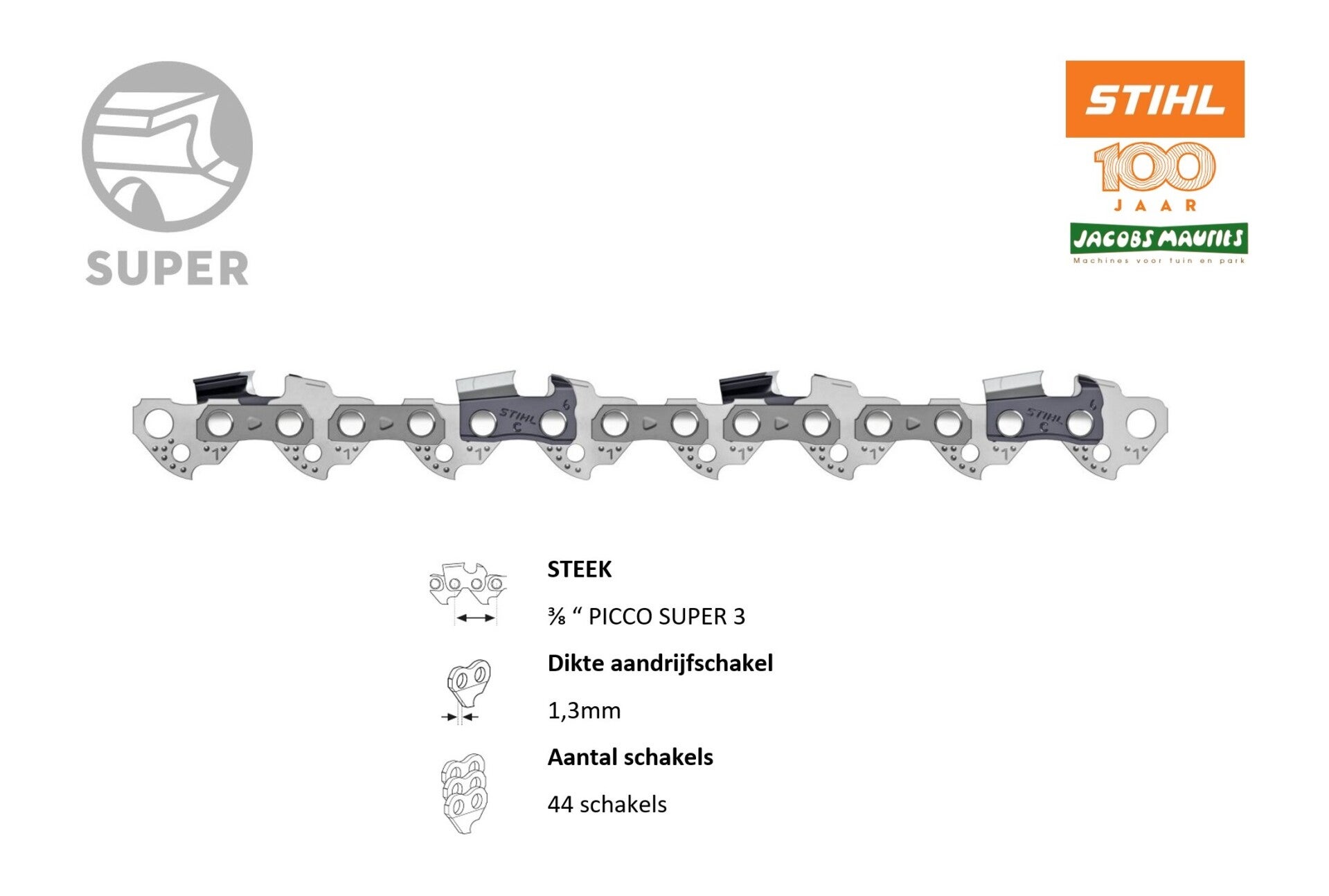 Stihl zaagketting 36160000044 3/8"P 1,3mm (30cm)