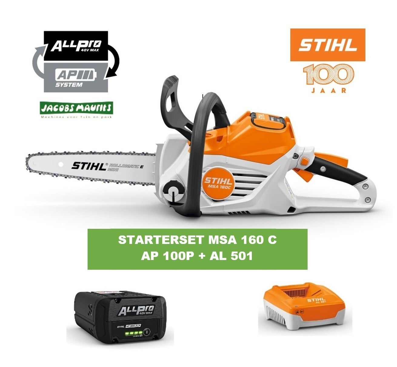Stihl MSA 160 C-B accu kettingzaag (met AP 100 P accu en AL 501 lader)