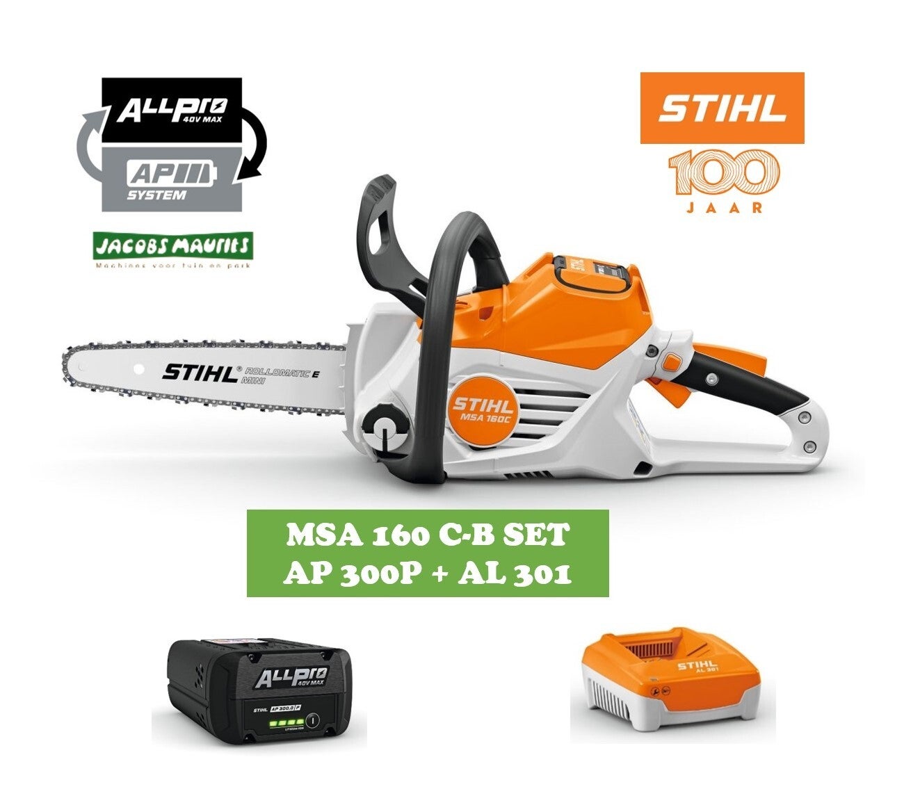 Stihl MSA 160 C-B accu kettingzaag (met AP 300 P accu en AL 301 lader)