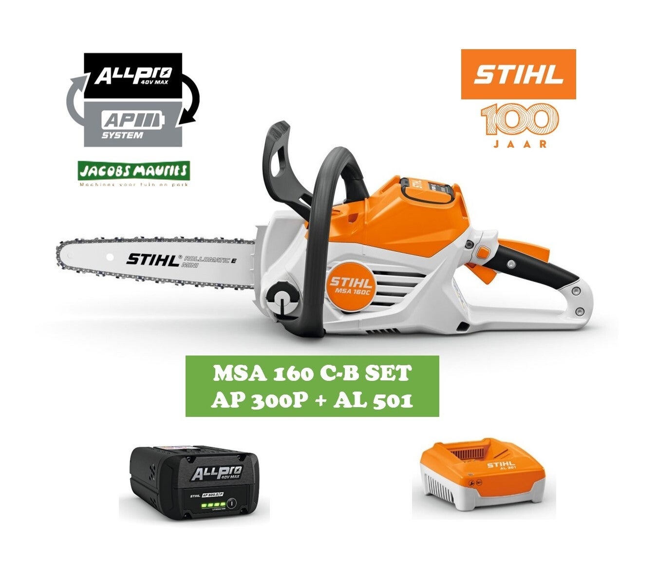 Stihl MSA 160 C-B accu kettingzaag (met AP 300 P accu en AL 501 lader)