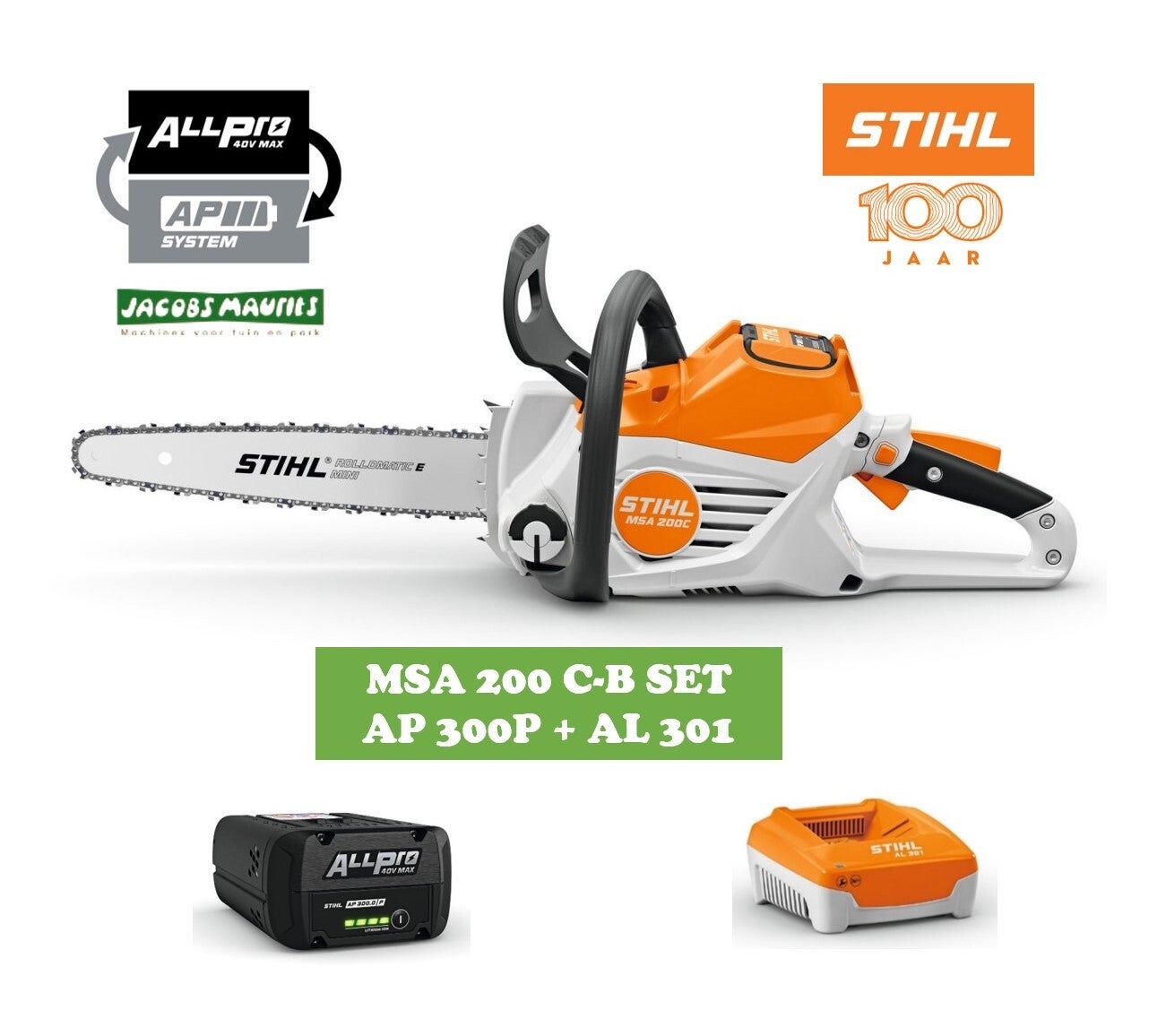Stihl MSA 200 C-B accu kettingzaag (met AP 300 P accu en AL 301 lader)