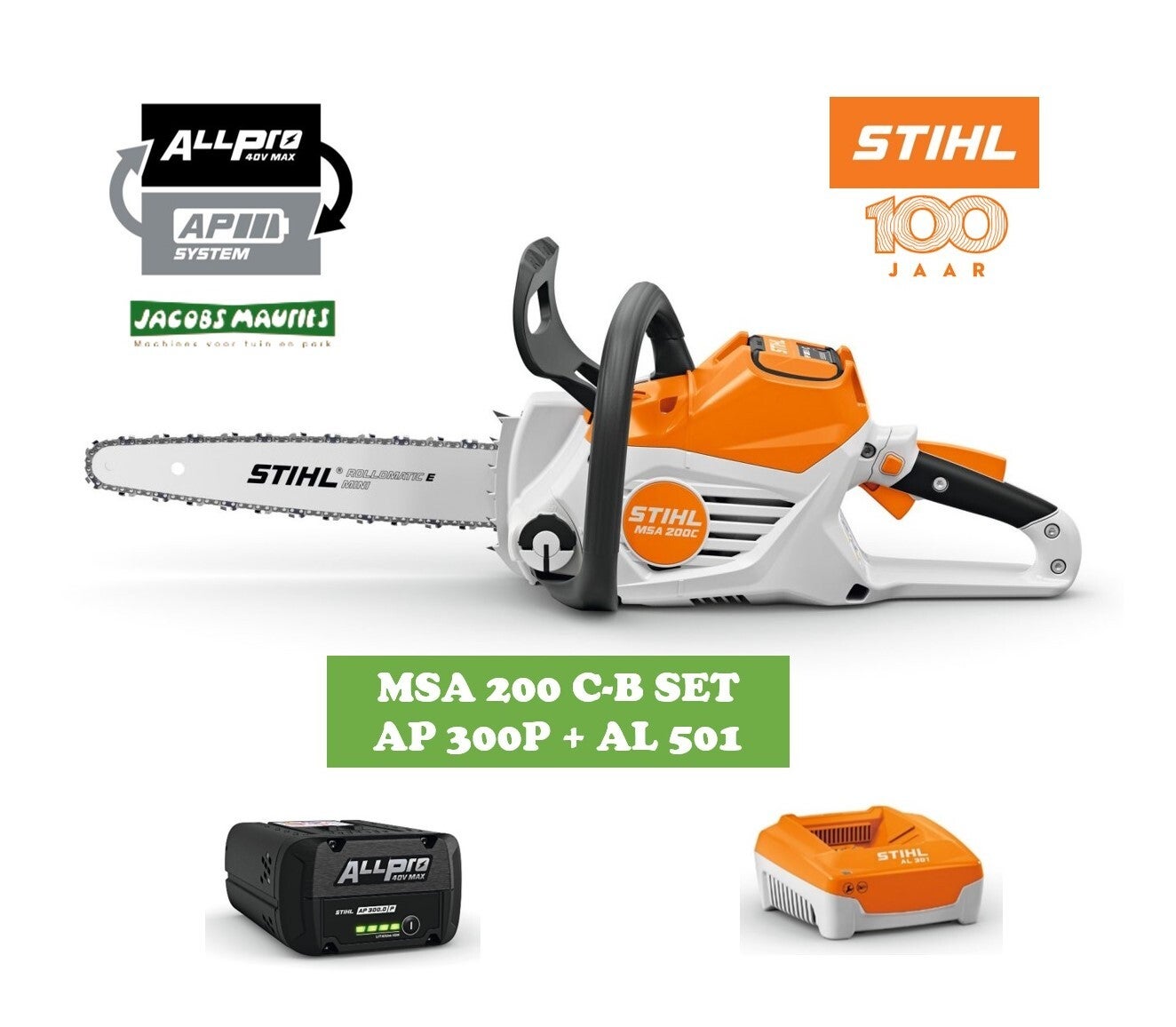 Stihl MSA 200 C-B accu kettingzaag (met AP 300 P accu en AL 501 lader)